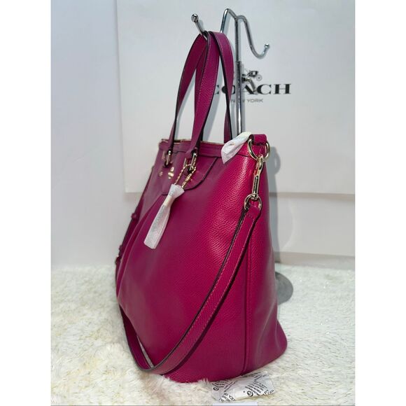 New! Coach Pleat Tote Handbag Fuchsia F34680 Msrp:$395.00 - Picture 3 of 8